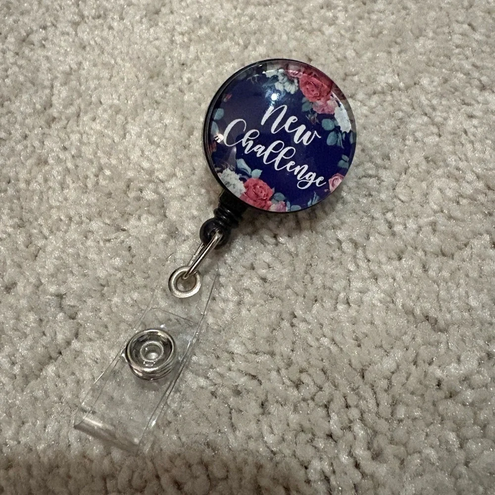 Floral Badge Reel with Clip
